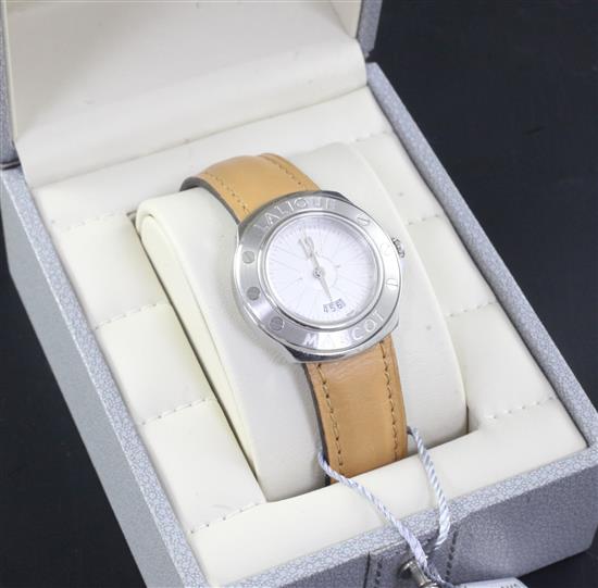 A steel Lalique Mascot quartz wristwatch